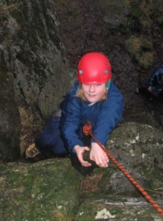 You can use the rock to help lower yourself down